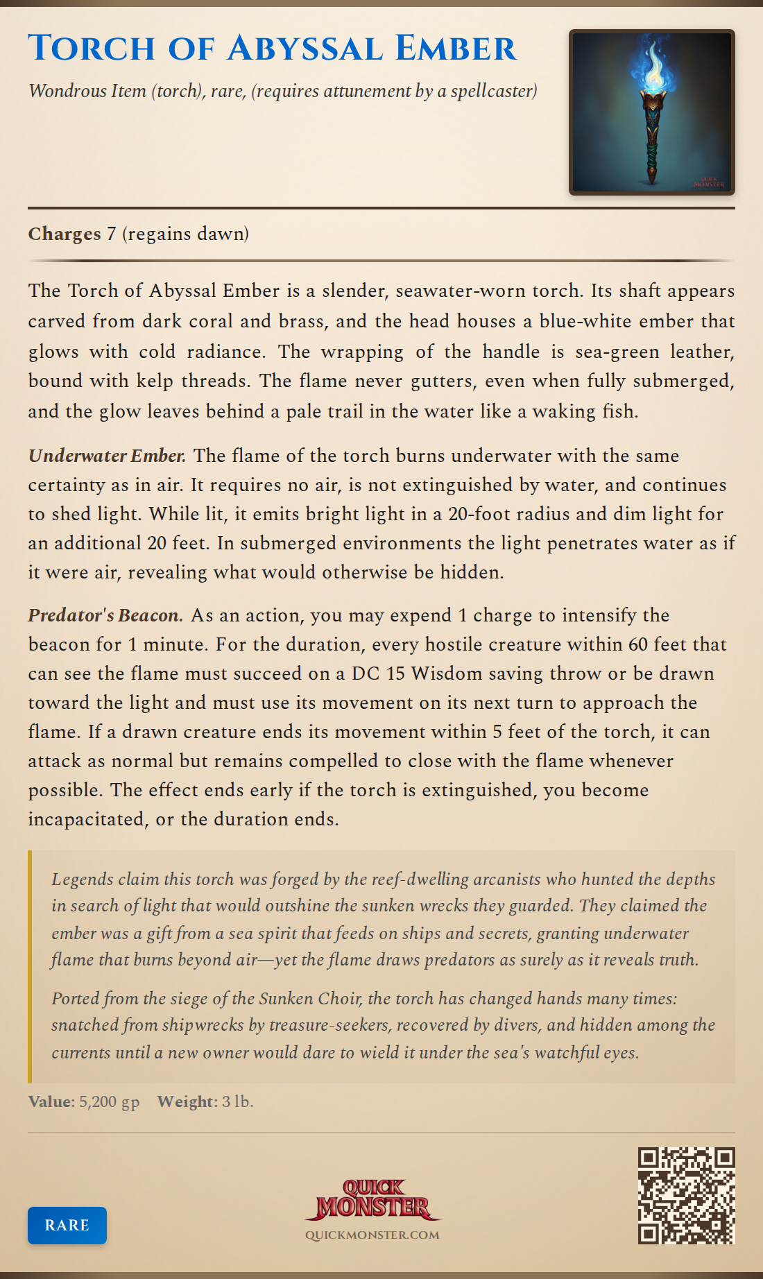 Torch of Abyssal Ember – Rare Wondrous Item | QuickMonster